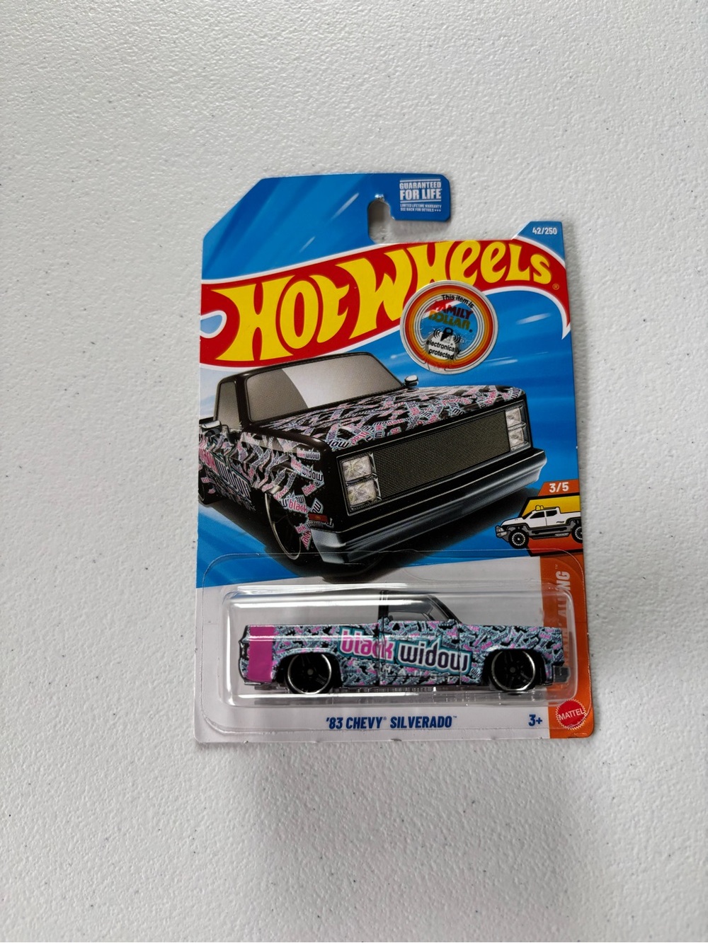 Hot Wheels '83 Chevy Silverado - Pink & Black Black Widow Design